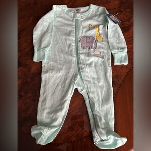NWT Gerber Mint Green Footed One Piece with Elephant and Giraffe